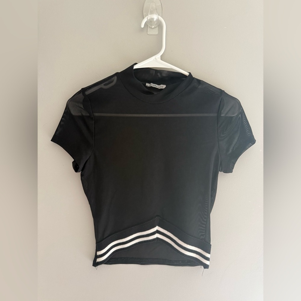 Charlotte Russe Women’s Sheer Short Sleeve Mock Neck Top Whimsigoth Goth Fairy